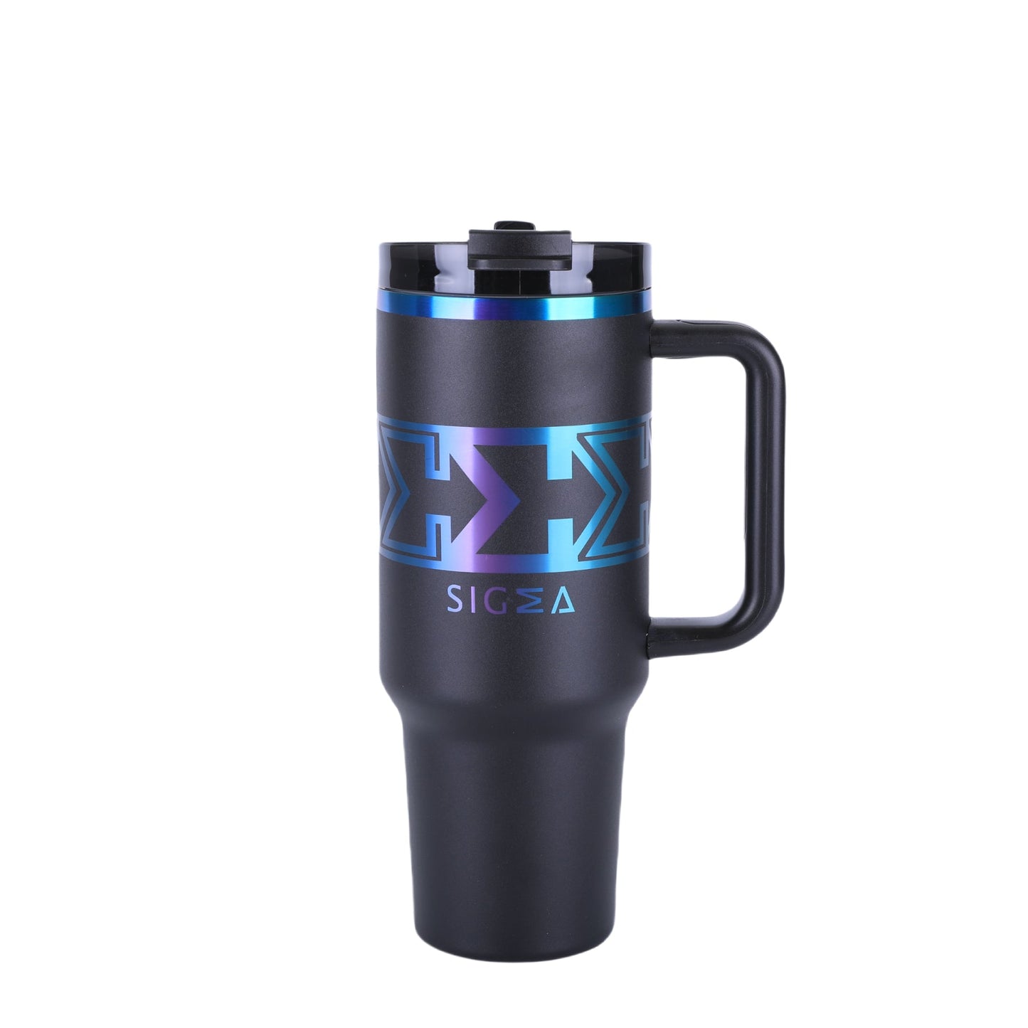 Stealth Black Sigma Chill Jug – 40oz, bold design, dual purpose lid, leak-proof, and keeps drinks icy cold. Perfect for gym, sports, school, hanging out or on-the-go.