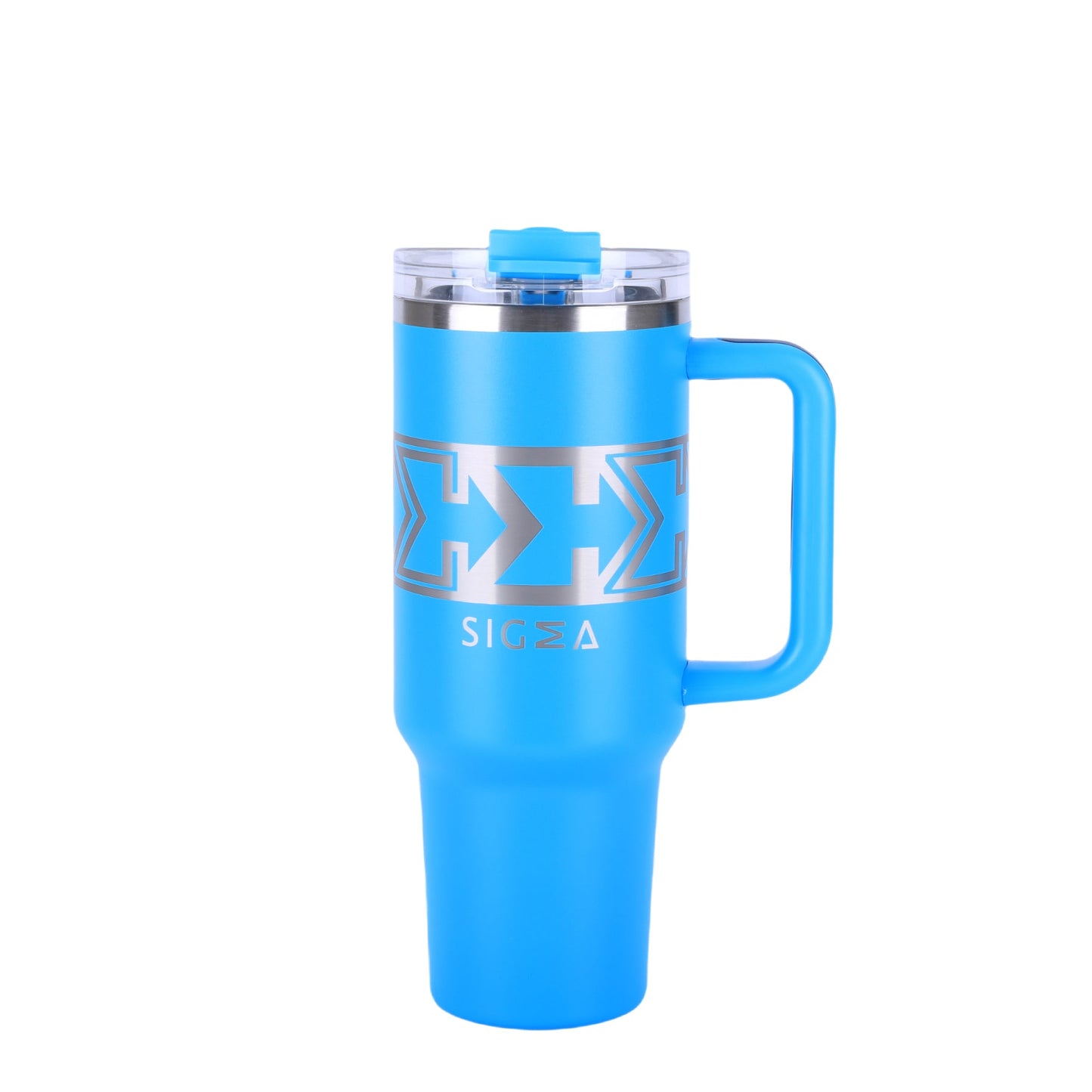 Arctic Blue Sigma Chill Jug – 40oz, bold design, dual purpose lid, leak-proof, and keeps drinks icy cold. Perfect for gym, sports, school, hanging out or on-the-go.