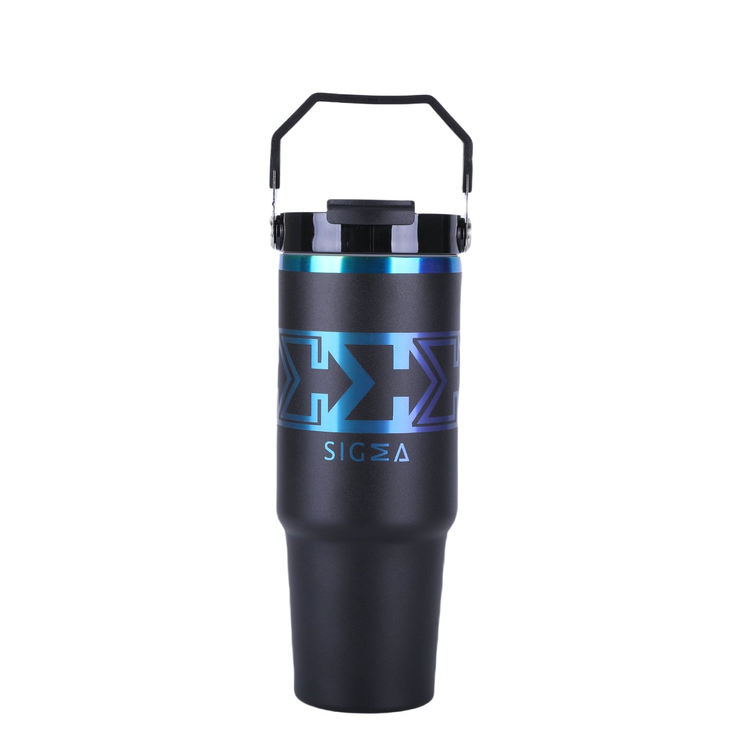 Stealth Black Sigma Chill Jug – 30oz, bold design, dual purpose lid, leak-proof, and keeps drinks icy cold. Perfect for gym, sports, school, hanging out or on-the-go.