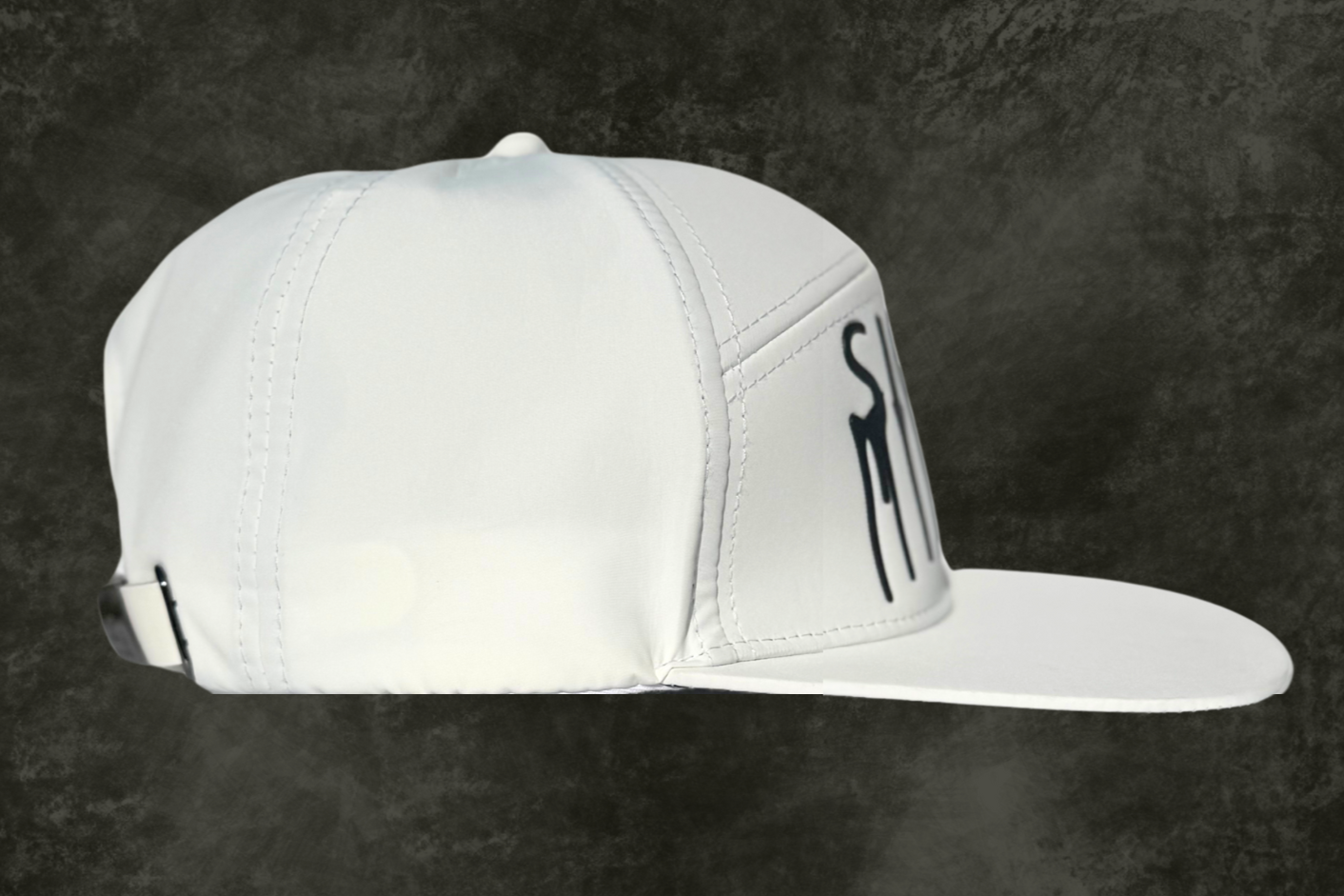 White Hat w Slate Drip. Cool, Stylish and On-point. Elevate with the SIGMA Hat.