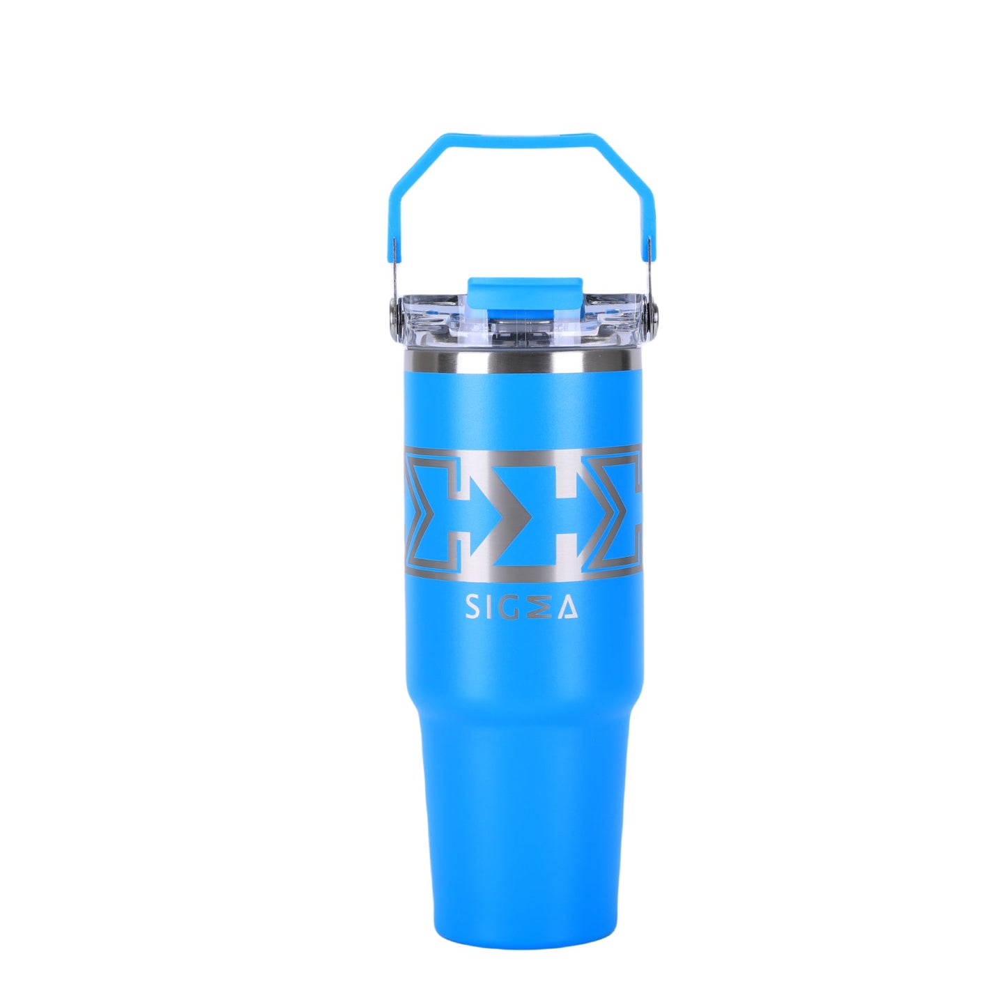 Arctic Blue Sigma Chill Jug – 30oz, bold design, dual purpose lid, leak-proof, and keeps drinks icy cold. Perfect for gym, sports, school, hanging out or on-the-go.