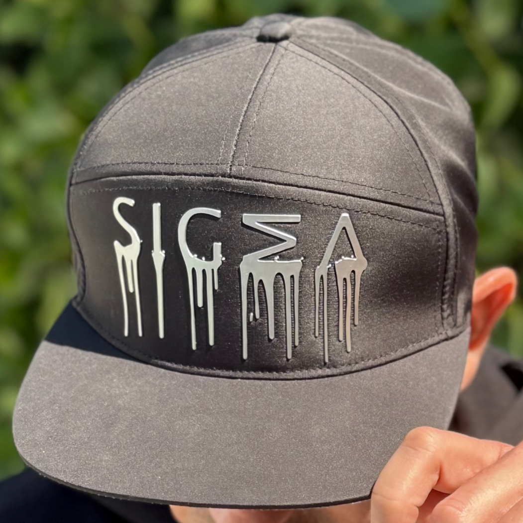 Black Hat w Platinum Drip. Cool, Stylish and On-point. Elevate with the SIGMA Brim.