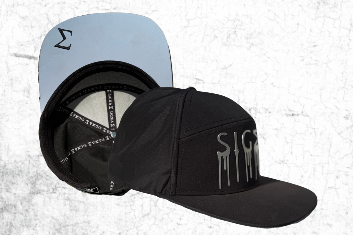 Black Hat w Platinum Drip. Cool, Stylish and On-point. Elevate with the SIGMA Brim.