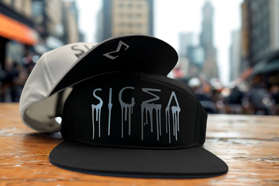 Black Hat w Platinum Drip.  Cool, Stylish and On-point.  Elevate with the SIGMA Brim.