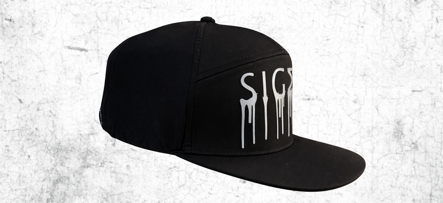 Black Hat w Platinum Drip.  Cool, Stylish and On-point.  Elevate with the SIGMA Brim.